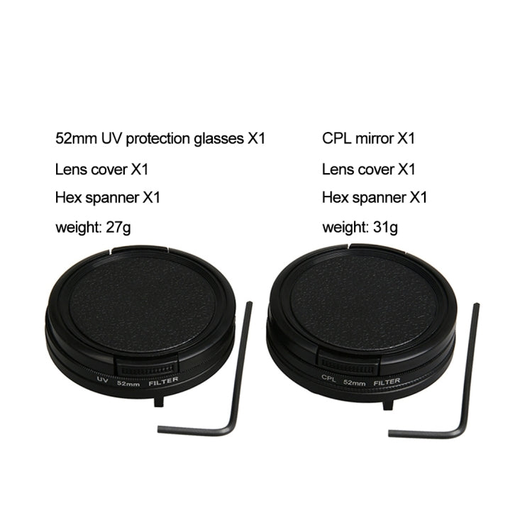 For GoPro HERO5 Proffesional 52mm Lens Filter(CPL Filter + Lens Protective Cap + Hex Spanner) & (UV Filter + Lens Protective Cap + Hex Spanner) - Lens Filter by PMC TechLife | Online Shopping South Africa | PMC TechLife | Buy Now Pay Later Mobicred