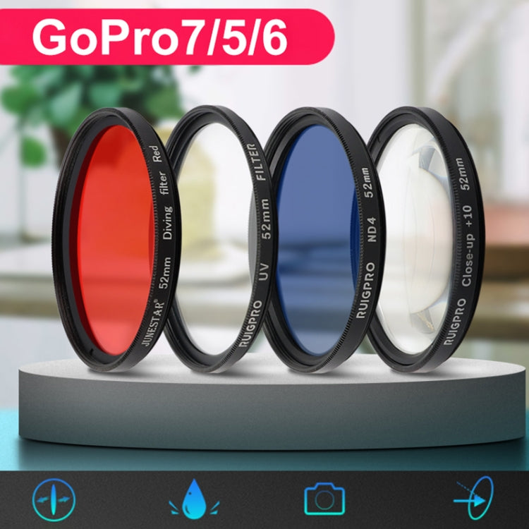 RUIGPRO for GoPro HERO 7/6 /5 Professional 52mm ND4 Lens Filter with Filter Adapter Ring & Lens Cap - Lens Filter by RUIGPRO | Online Shopping South Africa | PMC TechLife | Buy Now Pay Later Mobicred
