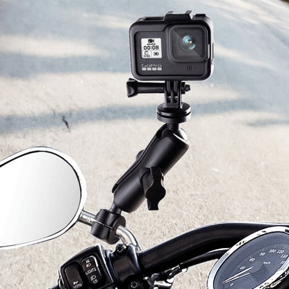 25mm Ball Head Motorcycle Rearview Mirror Screw Hole Fixed Mount Holder for GoPro Hero12 Black / Hero11 /10 /9 /8 /7 /6 /5, Insta360 Ace / Ace Pro, DJI Osmo Action 4 and Other Action Cameras(Black) - Bicycle Handlebar Mount by PMC Jewellery | Online Shopping South Africa | PMC Jewellery | Buy Now Pay Later Mobicred