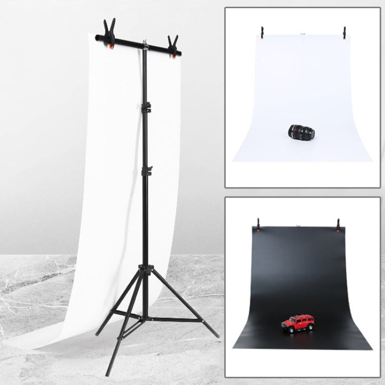 70x200cm T-Shape Photo Studio Background Support Stand Backdrop Crossbar Bracket Kit with 70x140cm Black / White PVC Backdrops - free shipping - PMC TechLife - Order now!
