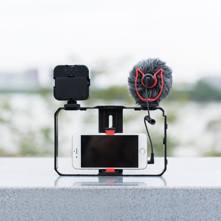 YELANGU PC202 YLG1801B Vlogging Live Broadcast LED Selfie Light Smartphone Video Rig Handle Stabilizer Bracket Kits with Microphone & Fill Light - free shipping - PMC TechLife - Order now!