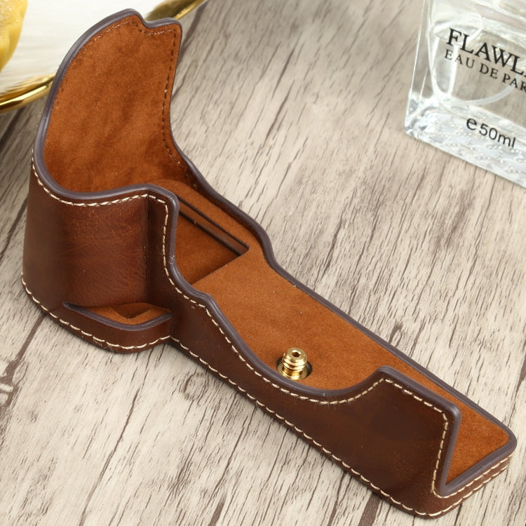 1/4 inch Thread PU Leather Camera Half Case Base for Sony ILCE-7C/A7C (Coffee) - free shipping - PMC TechLife - Order now!