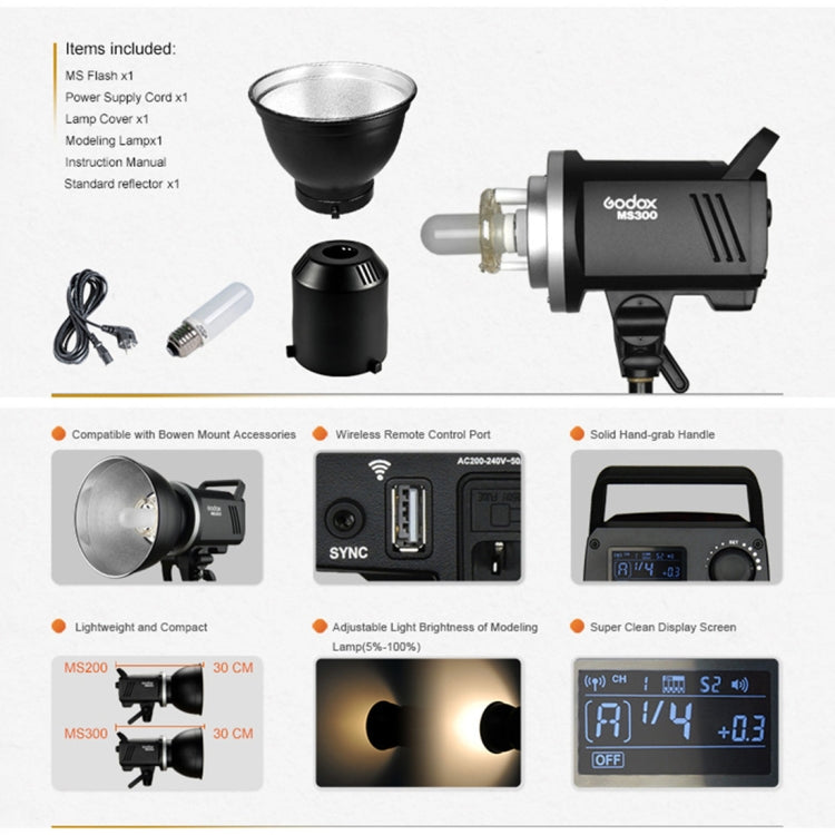 Godox MS300 Studio Flash Light 300Ws Bowens Mount Studio Speedlight with Cover(AU Plug) - free shipping - PMC TechLife - Order now!