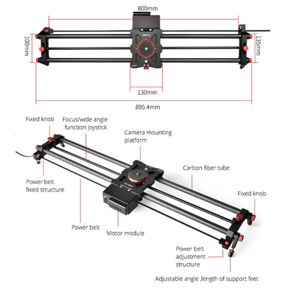 YELANGU L80TC 80cm Electrical Slide Rail Track with 2.4GHz Remote Control for SLR Cameras / Video Cameras (Black) - Camera Slider by YELANGU | Online Shopping South Africa | PMC Jewellery