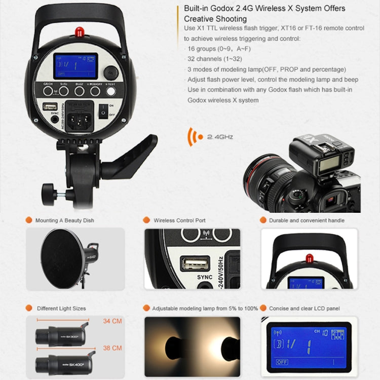 Godox SK400II Studio Flash Light 150Ws Bowens Mount Studio Speedlight(US Plug) - free shipping - PMC TechLife - Order now!
