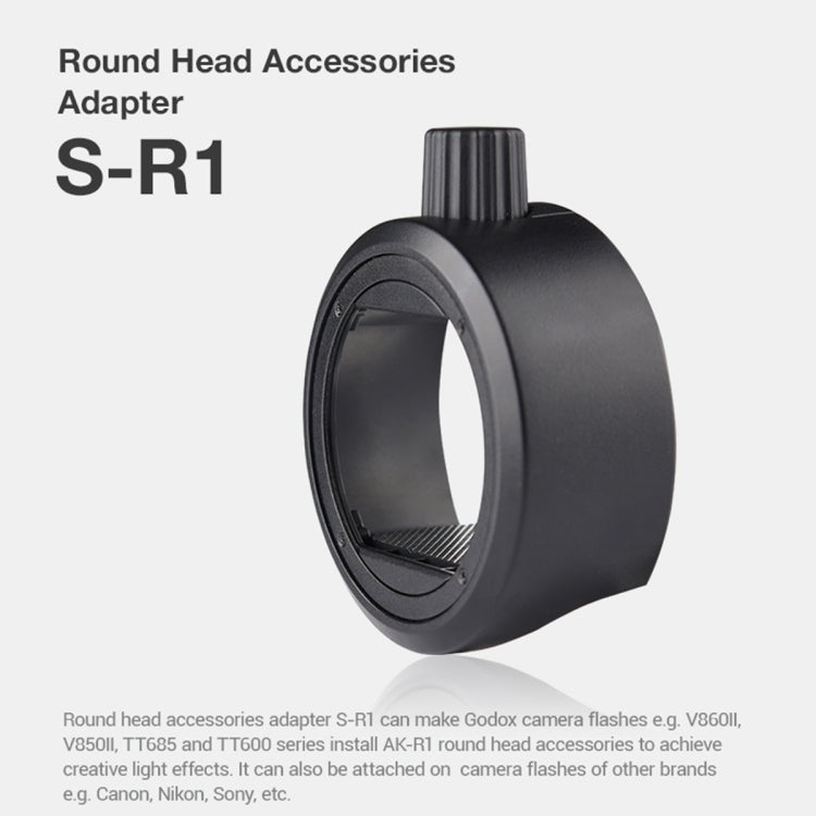 Godox S-R1 Flash Speedlite Round Shape Adapter for Godox TT685 / V860II / V350 / TT600(Black) - Stand Bracket by Godox | Online Shopping South Africa | PMC TechLife | Buy Now Pay Later Mobicred