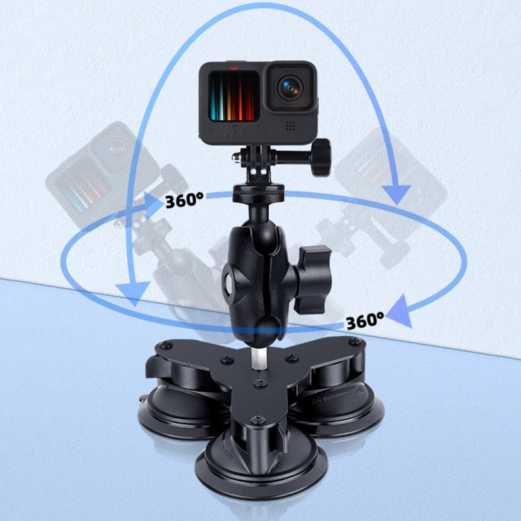 Dual Suction Cup Mount Holder with Tripod Adapter & Screw & Phone Clamp & Anti-lost Silicone Net for for GoPro Hero12 Black / Hero11 /10 /9 /8 /7 /6 /5, Insta360 Ace / Ace Pro, DJI Osmo Action 4 and Other Action Cameras, Smartphones(Black) - Holder by PMC Jewellery | Online Shopping South Africa | PMC Jewellery | Buy Now Pay Later Mobicred