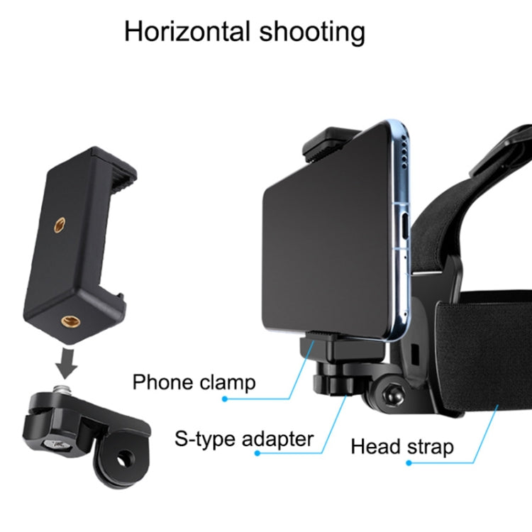 Elastic Mount Belt Adjustable Head Strap with Phone Clamp & Screw & S-type Adapter for GoPro HERO10 Black / HERO9 Black /8 /7 /6 /5, Xiaoyi and Other Action Cameras, Smarphones(Black) - Head Belt by PMC Jewellery | Online Shopping South Africa | PMC Jewellery | Buy Now Pay Later Mobicred