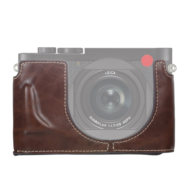1/4 inch Thread PU Leather Camera Half Case Base for Leica Q2(Coffee) - Half Case by PMC TechLife | Online Shopping South Africa | PMC TechLife | Buy Now Pay Later Mobicred