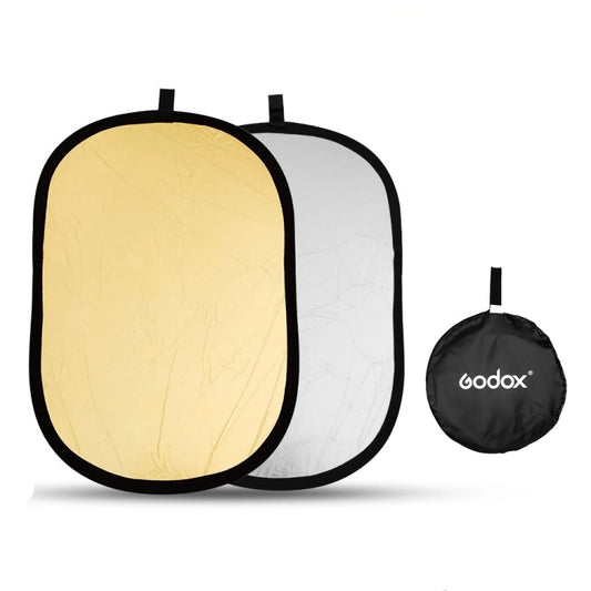 Godox FT01 2 in 1 Gold / Silver Oval Folding Reflector Board, Size: 60 x 90cm -  by Godox | Online Shopping South Africa | PMC Jewellery | Buy Now Pay Later Mobicred