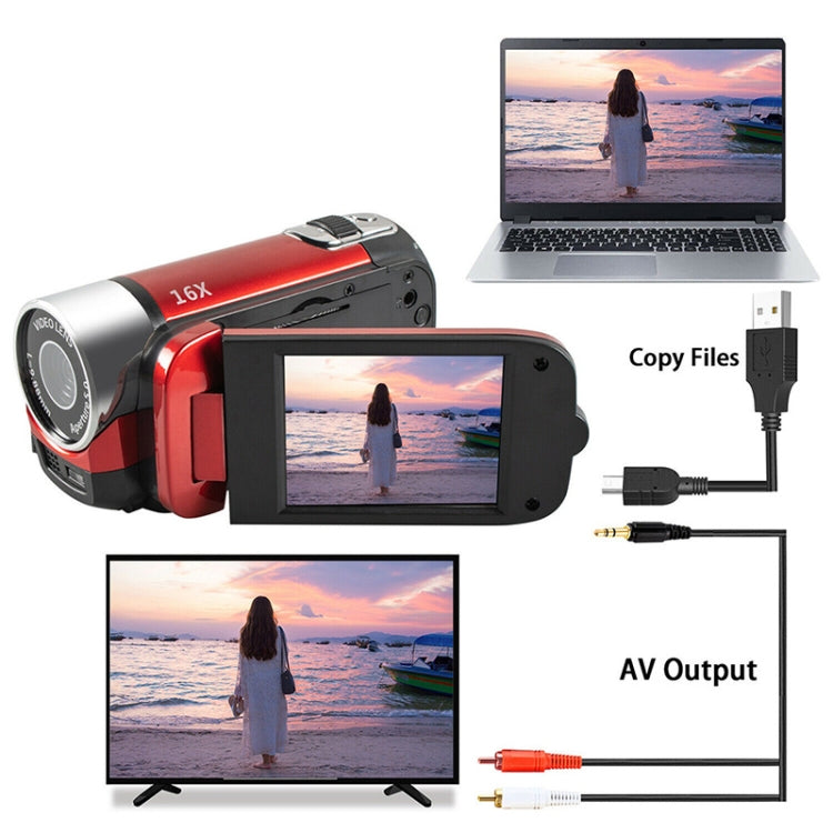 16X Digital Zoom HD 16 Million Pixel Home Travel DV Camera, UK Plug (Red) - Video Cameras by PMC TechLife | Online Shopping South Africa | PMC TechLife