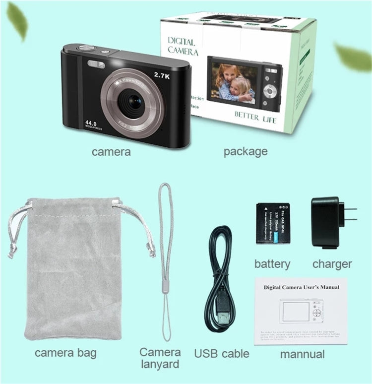 DC302 2.88 inch 44MP 16X Zoom 2.7K Full HD Digital Camera Children Card Camera, US Plug(Green) - Children Cameras by PMC Jewellery | Online Shopping South Africa | PMC Jewellery | Buy Now Pay Later Mobicred