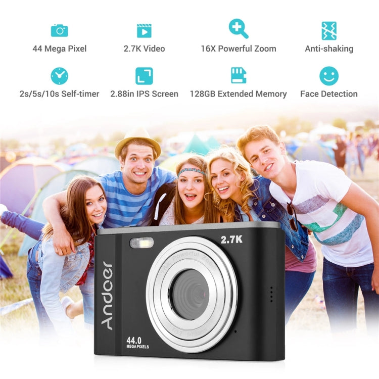 DC302 2.88 inch 44MP 16X Zoom 2.7K Full HD Digital Camera Children Card Camera, EU Plug (Silver) - Children Cameras by PMC TechLife | Online Shopping South Africa | PMC TechLife | Buy Now Pay Later Mobicred
