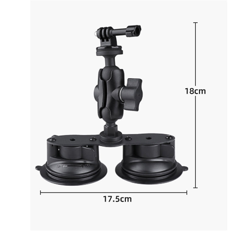 Dual Suction Cup Mount Holder with Tripod Adapter & Steel Tether & Safety Buckle (Black) - Holder by PMC TechLife | Online Shopping South Africa | PMC TechLife | Buy Now Pay Later Mobicred