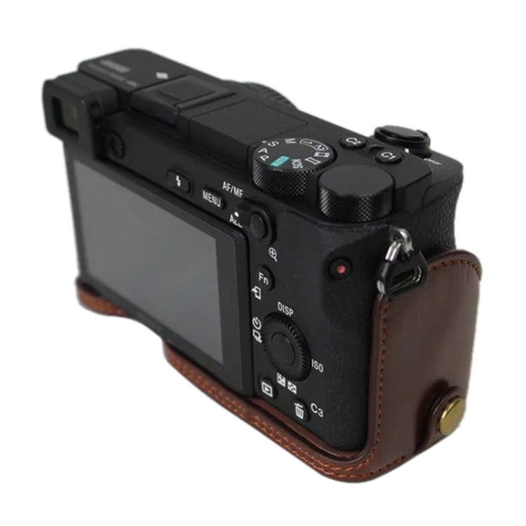 1/4 inch Thread PU Leather Camera Half Case Base for Sony ILCE-A6500 / A6500 (Coffee) - Half Case by PMC TechLife | Online Shopping South Africa | PMC TechLife | Buy Now Pay Later Mobicred