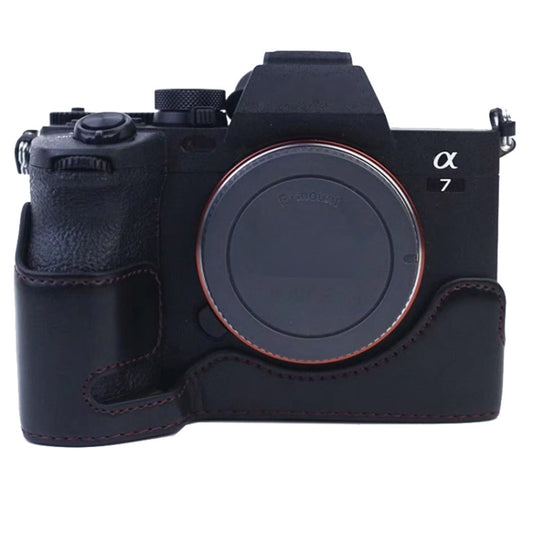 1/4 inch Thread PU Leather Camera Half Case Base for Sony A7 IV (Black) - Half Case by PMC Jewellery | Online Shopping South Africa | PMC Jewellery | Buy Now Pay Later Mobicred