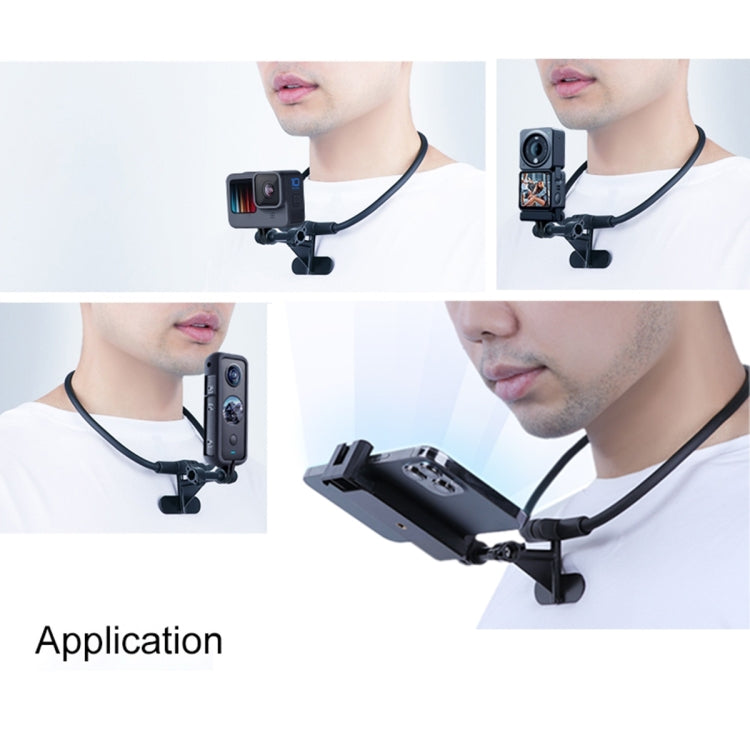 Hands Free Lazy Wearable Neck Phone Camera Holder with Phone Clamp, Extended Version(Black) - Holder by PMC Jewellery | Online Shopping South Africa | PMC Jewellery | Buy Now Pay Later Mobicred