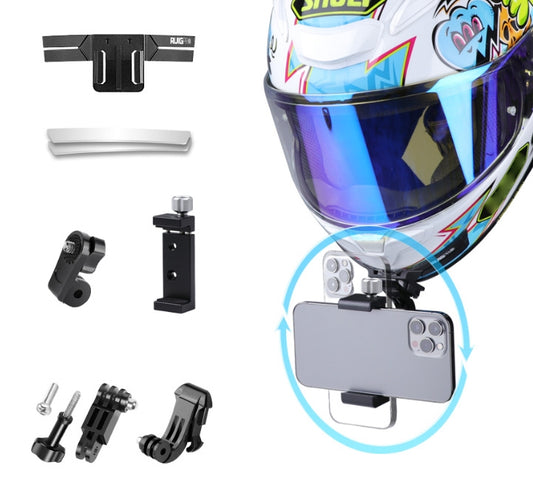 RUIGPRO Action Camera Phone Helmet Mount Kit with J-Hook Buckle & Metal Phone Clamp & Adapter(Black) - Helmet Mount by RUIGPRO | Online Shopping South Africa | PMC Jewellery | Buy Now Pay Later Mobicred