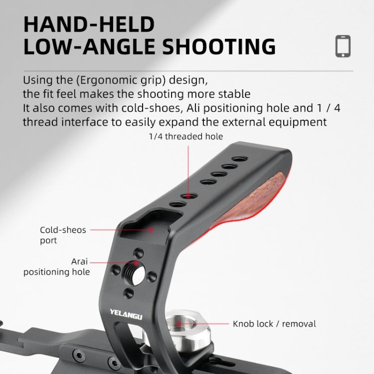 YELANGU LW-B01-3 Handheld Video Stabilizer Top Handle with Cold Shoes for LW-B01 Cage - free shipping - PMC TechLife - Order now!