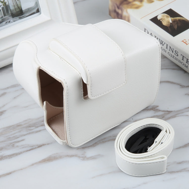 For Canon EOS R10 Camera Full Body Magnetic Leather Camera Case Bag with Strap(White) - Leather Bag by PMC TechLife | Online Shopping South Africa | PMC TechLife | Buy Now Pay Later Mobicred