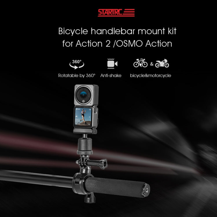 STARTRC Upgrade Bike Handlebar Fixed Mount Holder For DJI Action 3 / Action 2 / OSMO Action (Black) - Bicycle Handlebar Mount by STARTRC | Online Shopping South Africa | PMC Jewellery | Buy Now Pay Later Mobicred