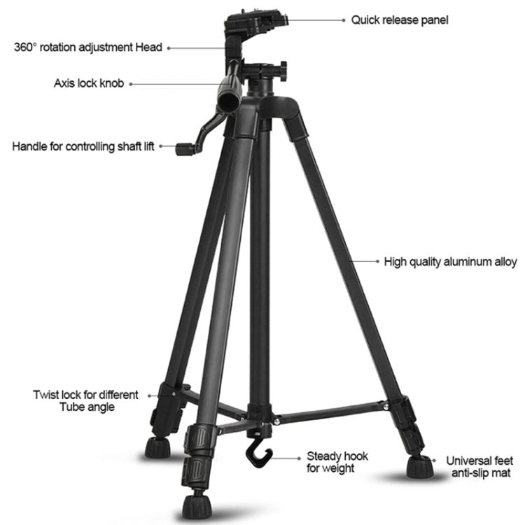 3366 Quality 1.4m Portable Phone Live Selfie Tripod DV SLR Camera Stand (Black) - Tripods by PMC TechLife | Online Shopping South Africa | PMC TechLife | Buy Now Pay Later Mobicred