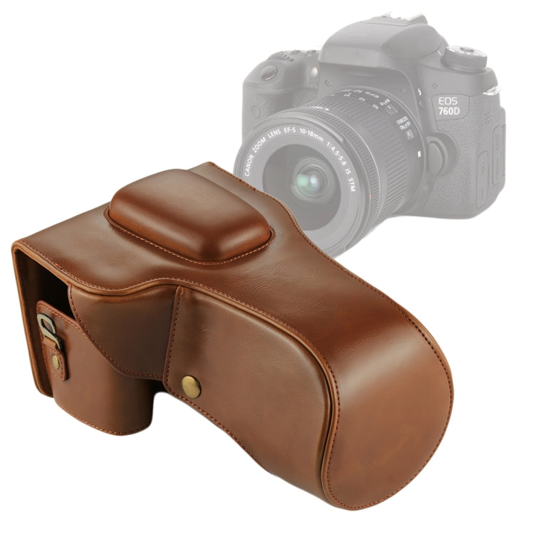 Full Body Camera PU Leather Case Bag for Canon EOS 760D / 750D (18-135mm Lens) (Coffee) - free shipping - PMC TechLife - Order now!