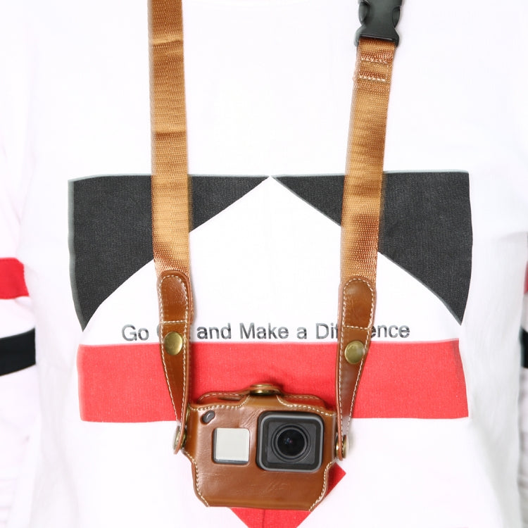For GoPro HERO7 Black /6 /5  PU Leather Housing Case with Neck Strap & Buttons(Coffee) - Leather Cases by PMC TechLife | Online Shopping South Africa | PMC TechLife | Buy Now Pay Later Mobicred