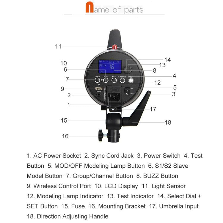 Godox Gemini GS400II Studio Flash Light 400Ws Bowens Mount Strobe Flash (EU Plug) - free shipping - PMC TechLife - Order now!