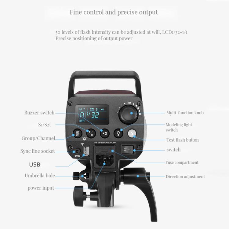 Godox MS300-V Studio Flash Light 300Ws Bowens Mount Strobe Light with Lamp Cover (EU Plug) - free shipping - PMC TechLife - Order now!