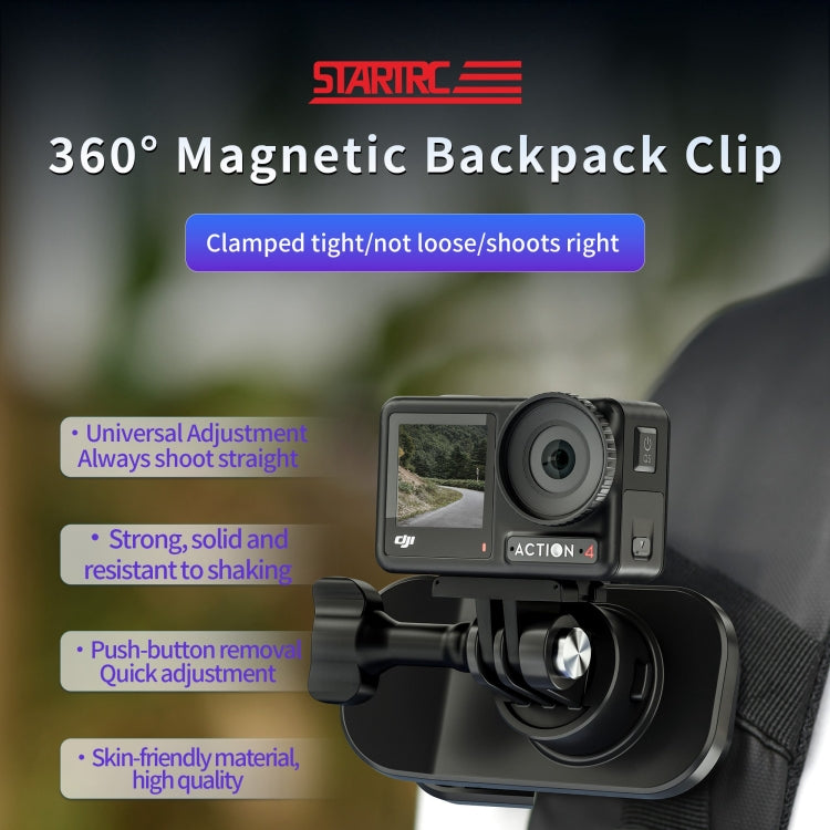 STARTRC 360 Degree Rotation Backpack Clip Magnetic Suction Mount (Black) - Case & Bags by STARTRC | Online Shopping South Africa | PMC TechLife | Buy Now Pay Later Mobicred