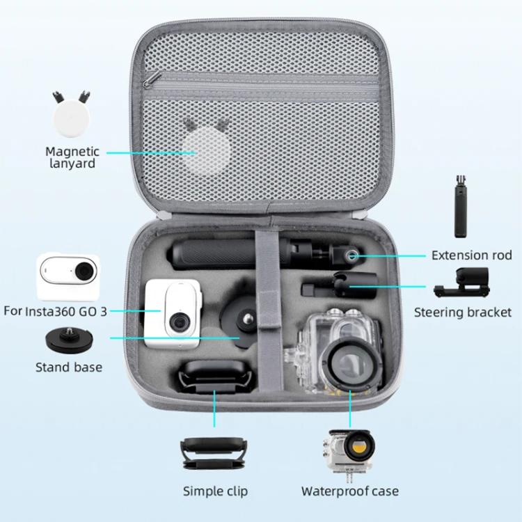 For Insta360 GO 3 / GO 3S BRDRC Portable Storage Box Case (Grey) - free shipping - PMC TechLife - Order now!