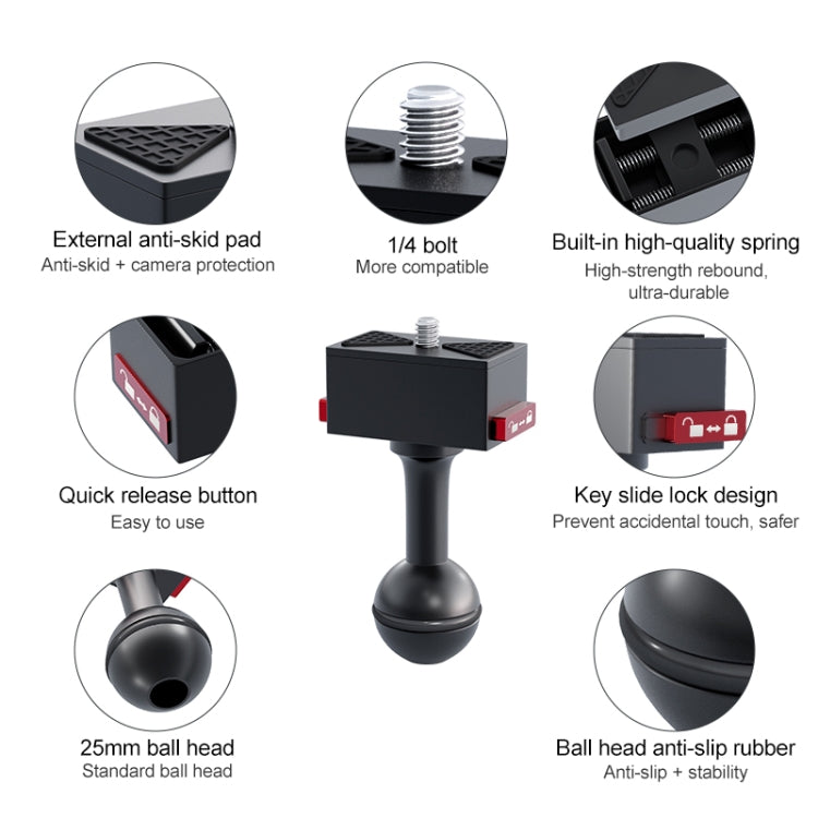 Metal Quick Release Base Adapter for GoPro, Insta360, DJI and Other Action Cameras (Black) - free shipping - PMC TechLife - Order now!