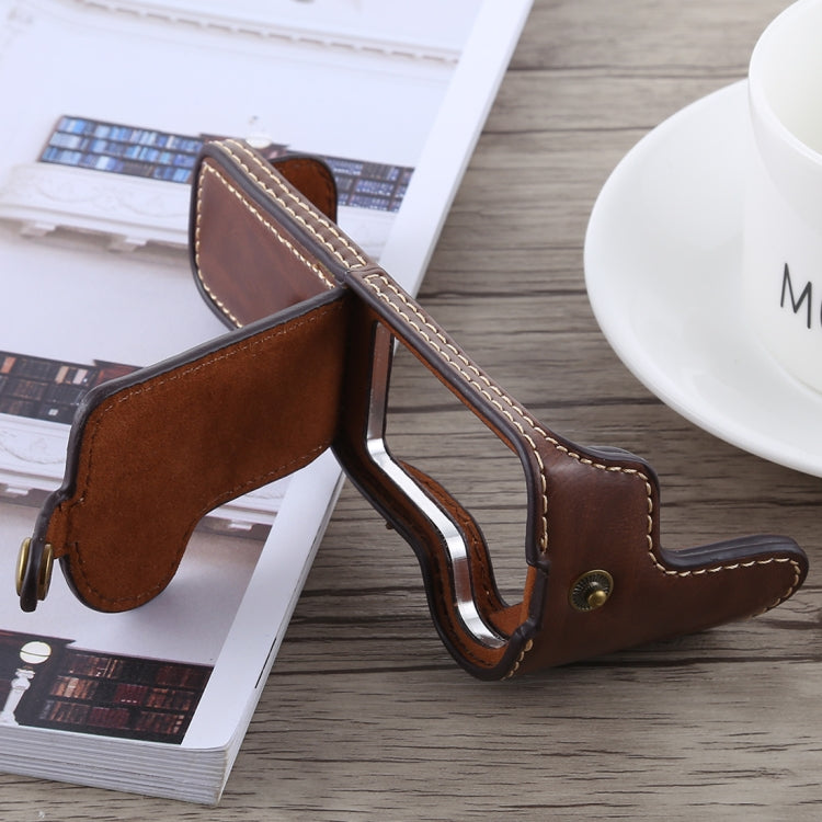 1/4 inch Thread PU Leather Camera Half Case Base for Canon EOS M5(Coffee) - free shipping - PMC TechLife - Order now!