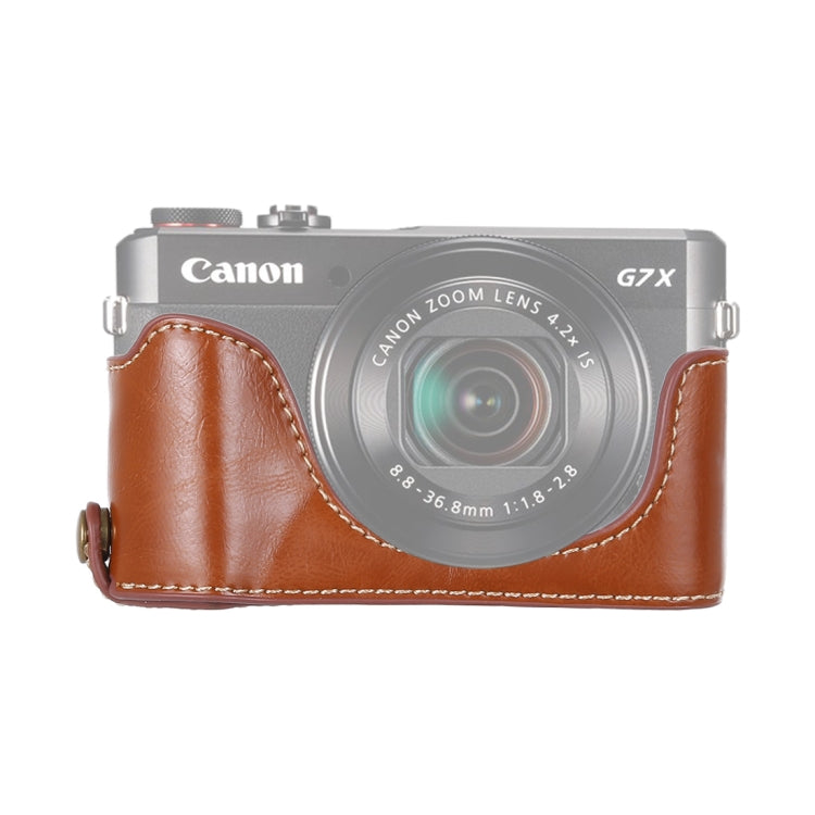 1/4 inch Thread PU Leather Camera Half Case Base for Canon G7 X Mark II (Brown) - Half Case by PMC TechLife | Online Shopping South Africa | PMC TechLife | Buy Now Pay Later Mobicred