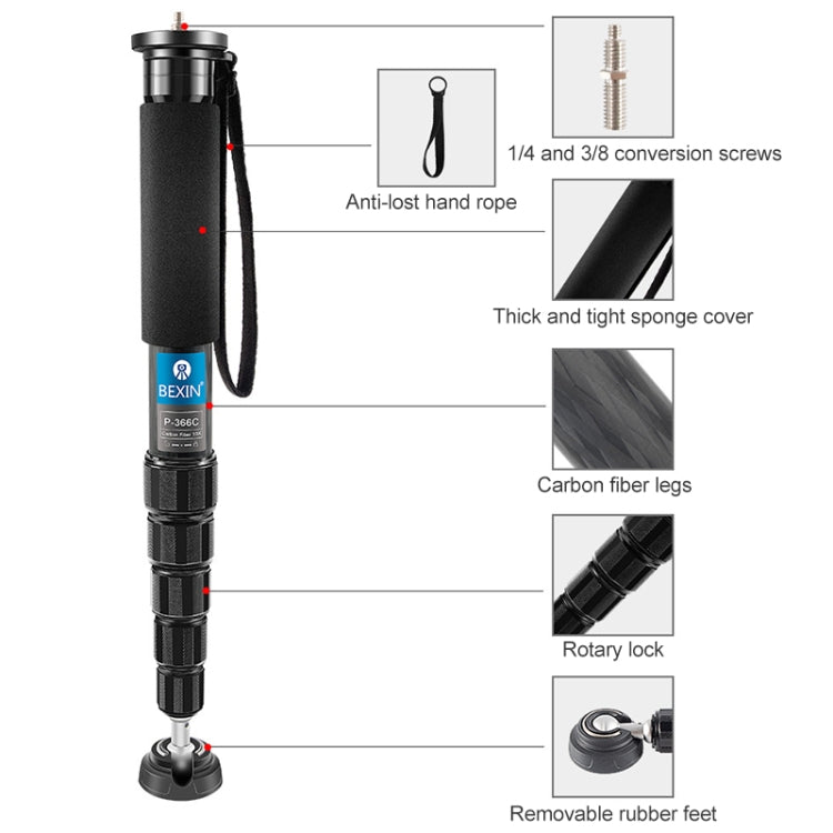 BEXIN P336C Camera Carbon Fiber Monopod Travel Live Selfie Bracket Holder - Monopods by BEXIN | Online Shopping South Africa | PMC TechLife | Buy Now Pay Later Mobicred