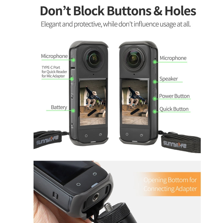 For Insta360 X4 Sunnylife Graphene Case High Thermal Conductivity Protective Case with Hand Strap (Black) - free shipping - PMC TechLife - Order now!