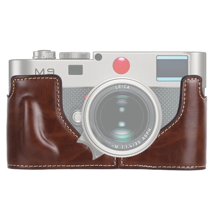 1/4 inch Thread PU Leather Camera Half Case Base for Leica M9 (Coffee) - free shipping - PMC TechLife - Order now!