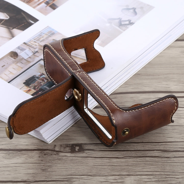 1/4 inch Thread PU Leather Camera Half Case Base for FUJIFILM X100F (Coffee) - free shipping - PMC TechLife - Order now!