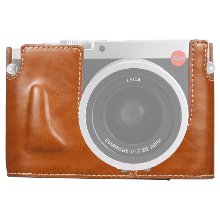 1/4 inch Thread PU Leather Camera Half Case Base for Leica Q (Typ 116)(Brown) - free shipping - PMC TechLife - Order now!