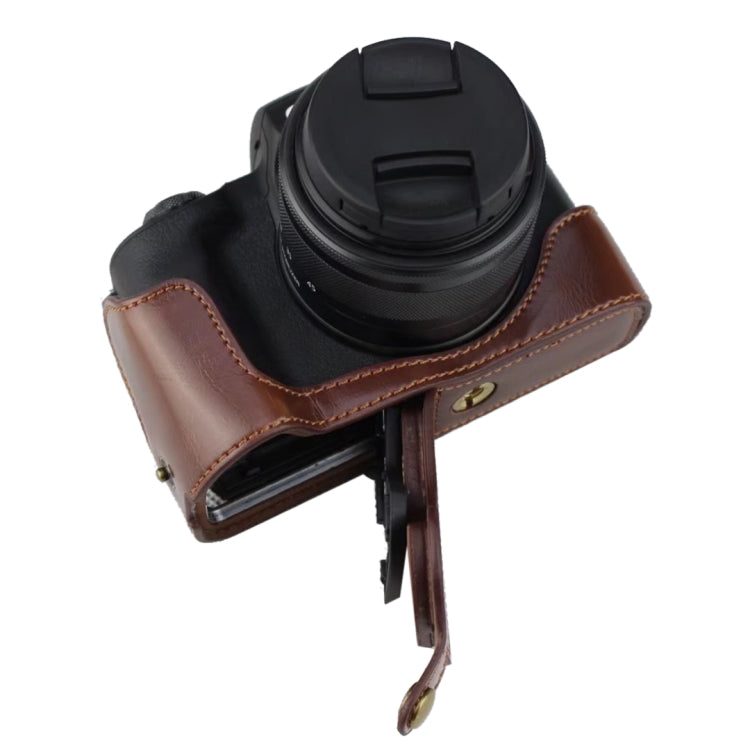 1/4 inch Thread PU Leather Camera Half Case Base for Canon EOS M50 / M50 Mark II (Coffee) - free shipping - PMC TechLife - Order now!