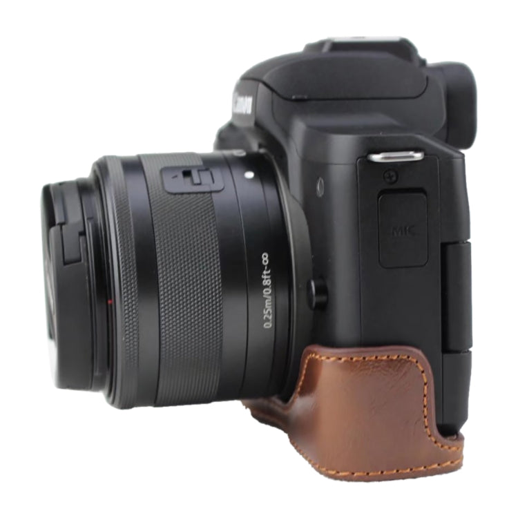 1/4 inch Thread PU Leather Camera Half Case Base for Canon EOS M50 / M50 Mark II (Coffee) - free shipping - PMC TechLife - Order now!