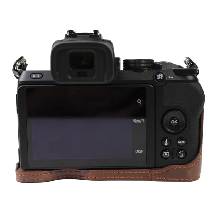 1/4 inch Thread PU Leather Camera Half Case Base for Nikon Z50(Coffee) - Half Case by PMC TechLife | Online Shopping South Africa | PMC TechLife | Buy Now Pay Later Mobicred