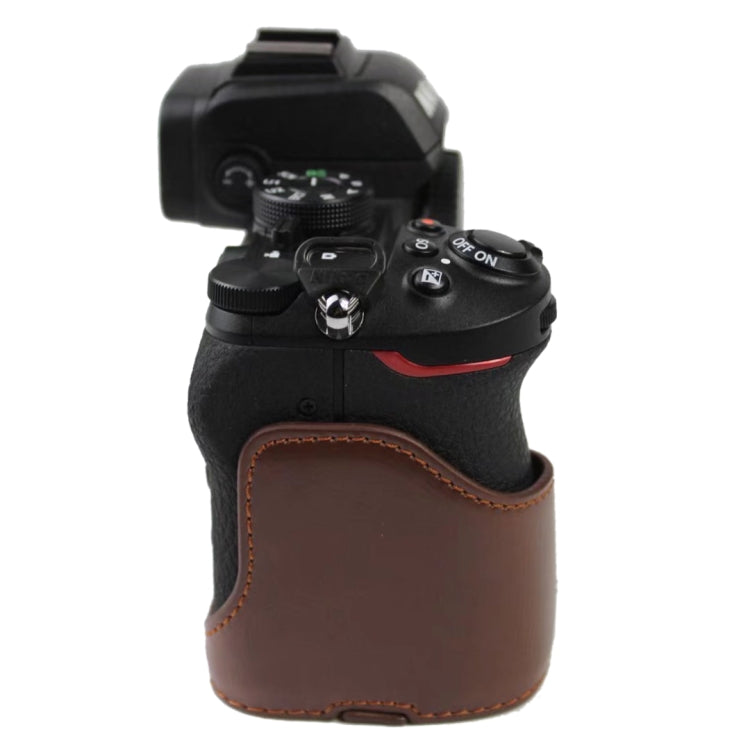 1/4 inch Thread PU Leather Camera Half Case Base for Nikon Z50(Brown) - free shipping - PMC TechLife - Order now!