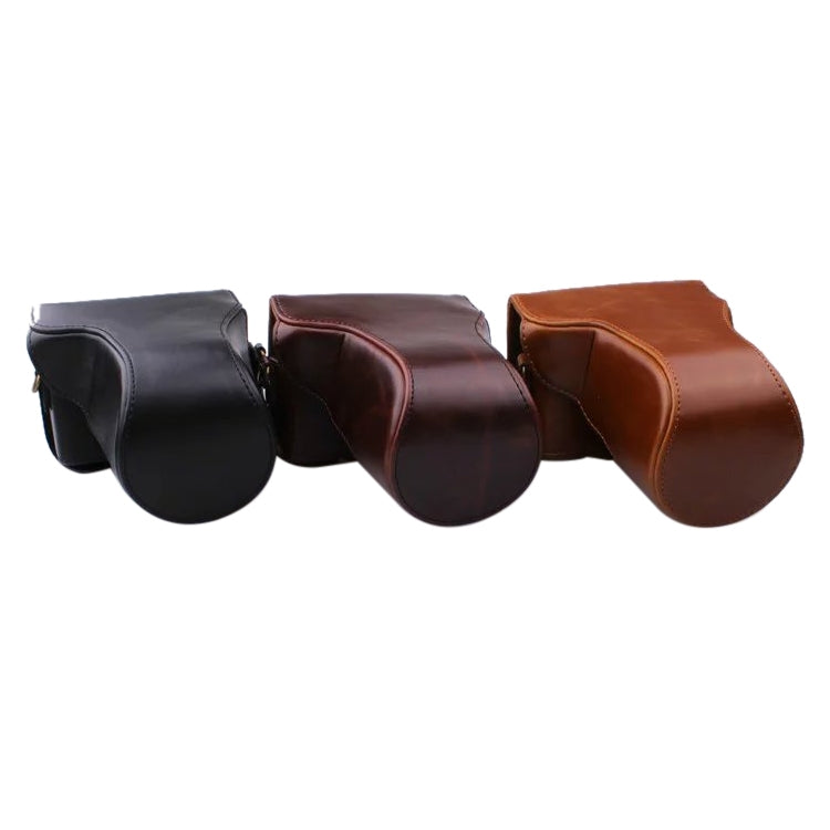 Full Body Camera PU Leather Case Bag with Strap for Canon EOS M200 (15-55mm Lens) (Brown) - Leather Bag by PMC TechLife | Online Shopping South Africa | PMC TechLife | Buy Now Pay Later Mobicred