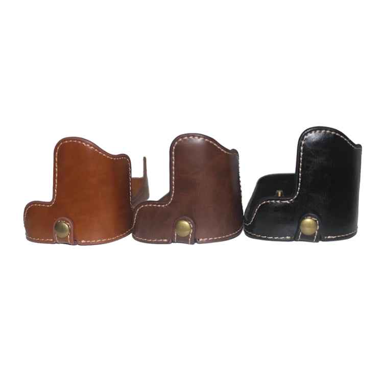 1/4 inch Thread PU Leather Camera Half Case Base for Canon EOS 80D / 70D(Coffee) - Half Case by PMC TechLife | Online Shopping South Africa | PMC TechLife | Buy Now Pay Later Mobicred