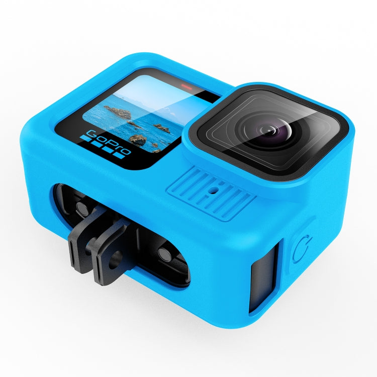 For GoPro HERO13 Black Silicone Protective Case Cover with Wrist Strap & Lens Cover (Blue) - free shipping - PMC TechLife - Order now!