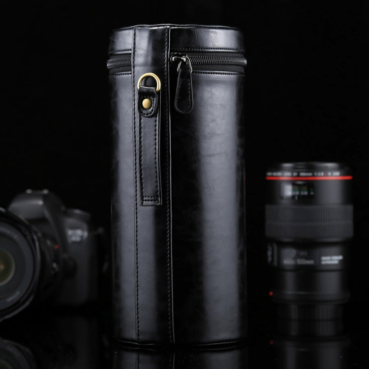 Extra Large Lens Case Zippered PU Leather Pouch Box for DSLR Camera Lens, Size: 24.5*10.5*10.5cm(Black) - free shipping - PMC TechLife - Order now!