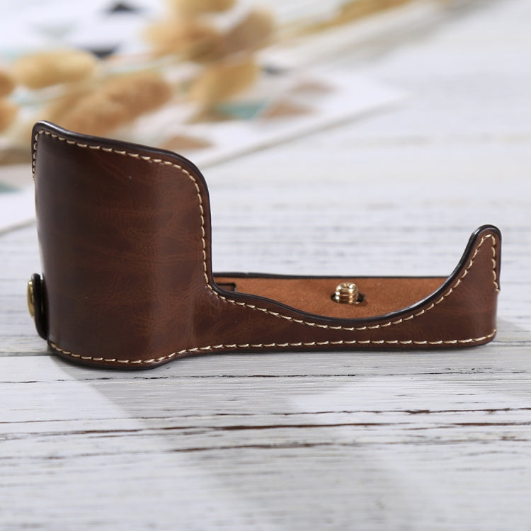 1/4 inch Thread PU Leather Camera Half Case Base for Sony ILCE-5100 / A5100(Coffee) - free shipping - PMC TechLife - Order now!