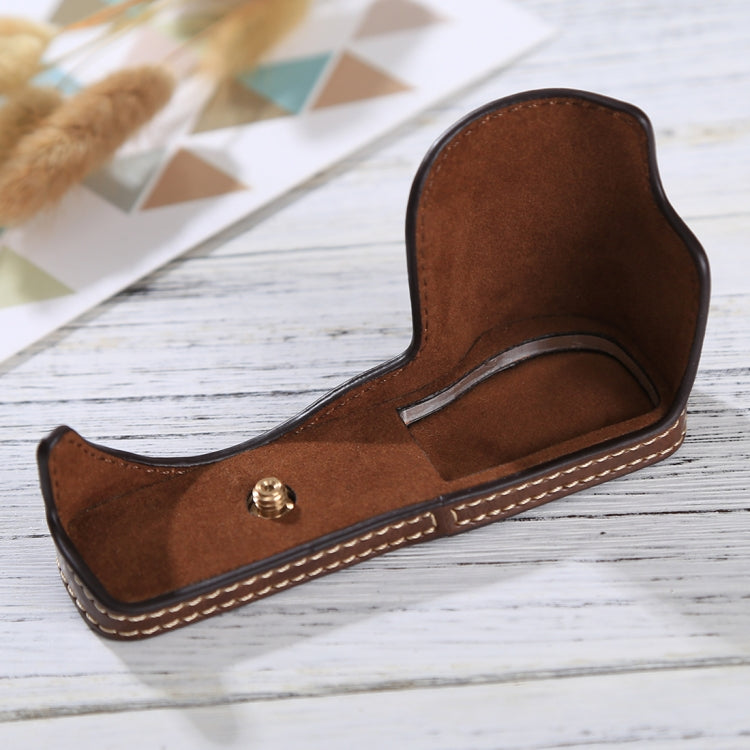 1/4 inch Thread PU Leather Camera Half Case Base for Sony ILCE-5100 / A5100(Coffee) - free shipping - PMC TechLife - Order now!